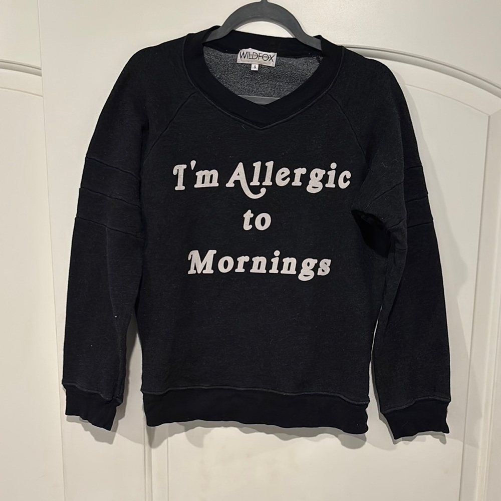 Wildfox Black Crewneck Sweater I'm Allergic to Mornings